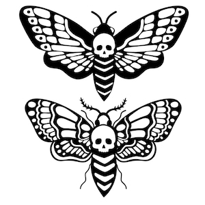 SVG - PNG - JPEG - Ai | Death Moths | Clipart l Black Vector Art l Tattoo Inspired Lineart