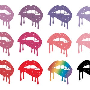 May include: A set of 10 digital clipart images of lips with a galaxy design. The lips are in various colors, including pink, red, purple, and black. The galaxy design features stars and a swirling nebula.