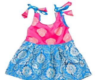 New Born Baby Girl Frock, Designer Kids Festive Wear, Indian Traditional Baby Girl Dress, Silk Frock For Wedding, Pattu Frock