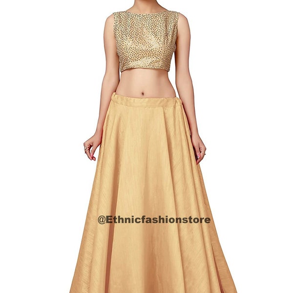 Golden Full Flare Skirt, Bollywood Skirt, Dance Skirts, Bollywood skirt, Long Skirts,Indian Short Skirts, Kathak Skirt