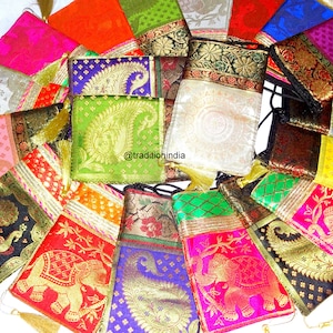 Indischer handgemachter Geldbeutel, Frauen Banarasi Seide Tasche, Kinder Mädchen kleine Tasche, Banarasi Brokat Tasche, Rückgabegeschenkartikel, Handytasche, Shagun Tasche