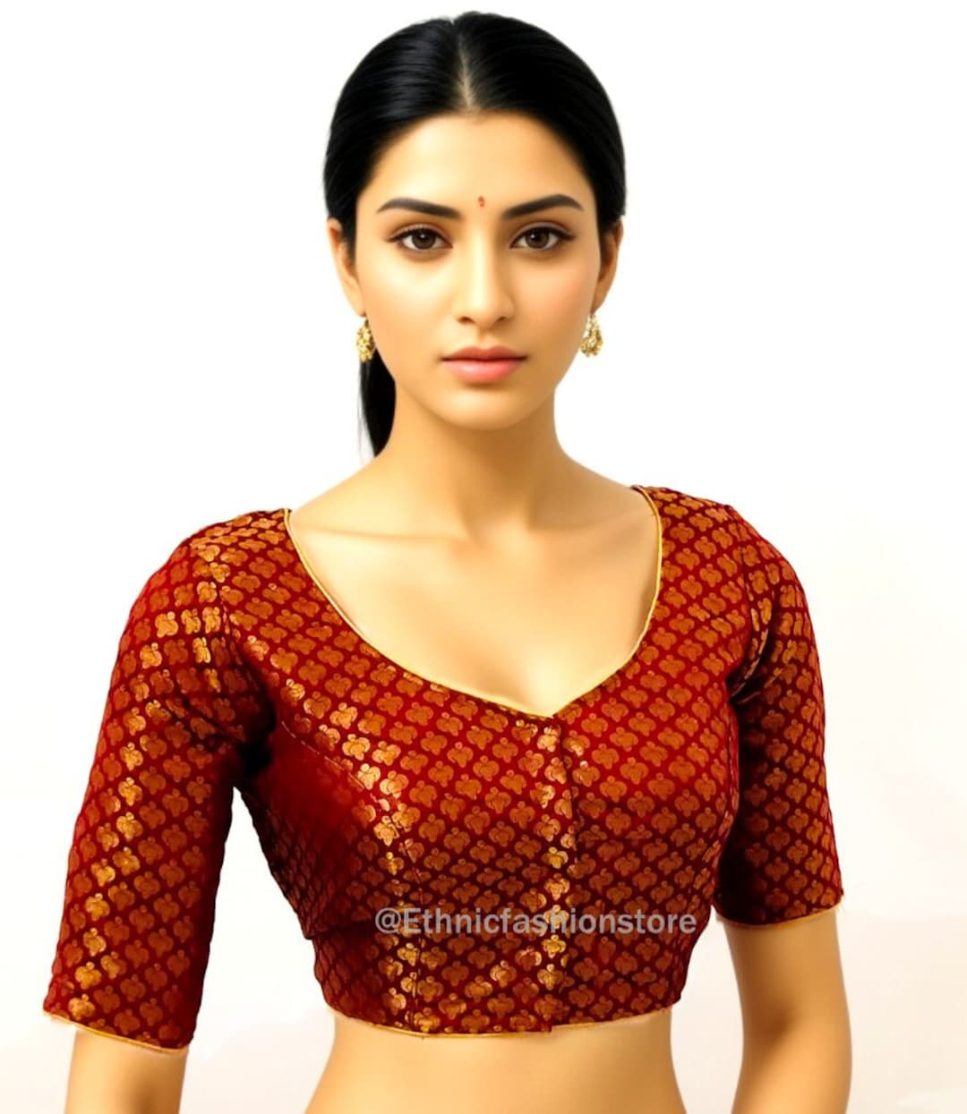 Maroon Cotton Blend Woven Design Chanderi Saree