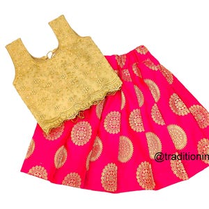 Pink Readymade Ethnic Kids Lehenga, New Born Baby Pavadai, Girls Lehenga Choli Set