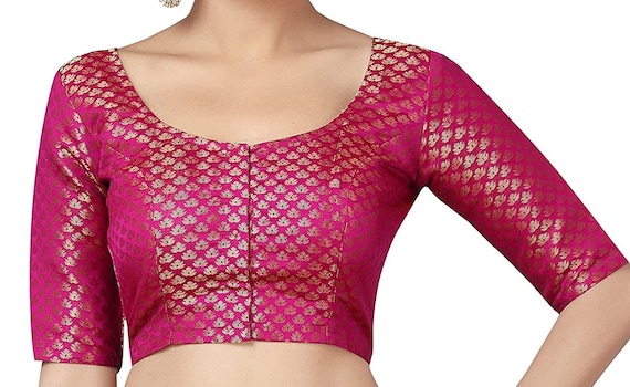 Blusa redonda readymade Ropa Ropa para mujer Tops y camisetas Blusa de seda Chanderi Diseñador hecho a mano Mujer Saree Blusa 
