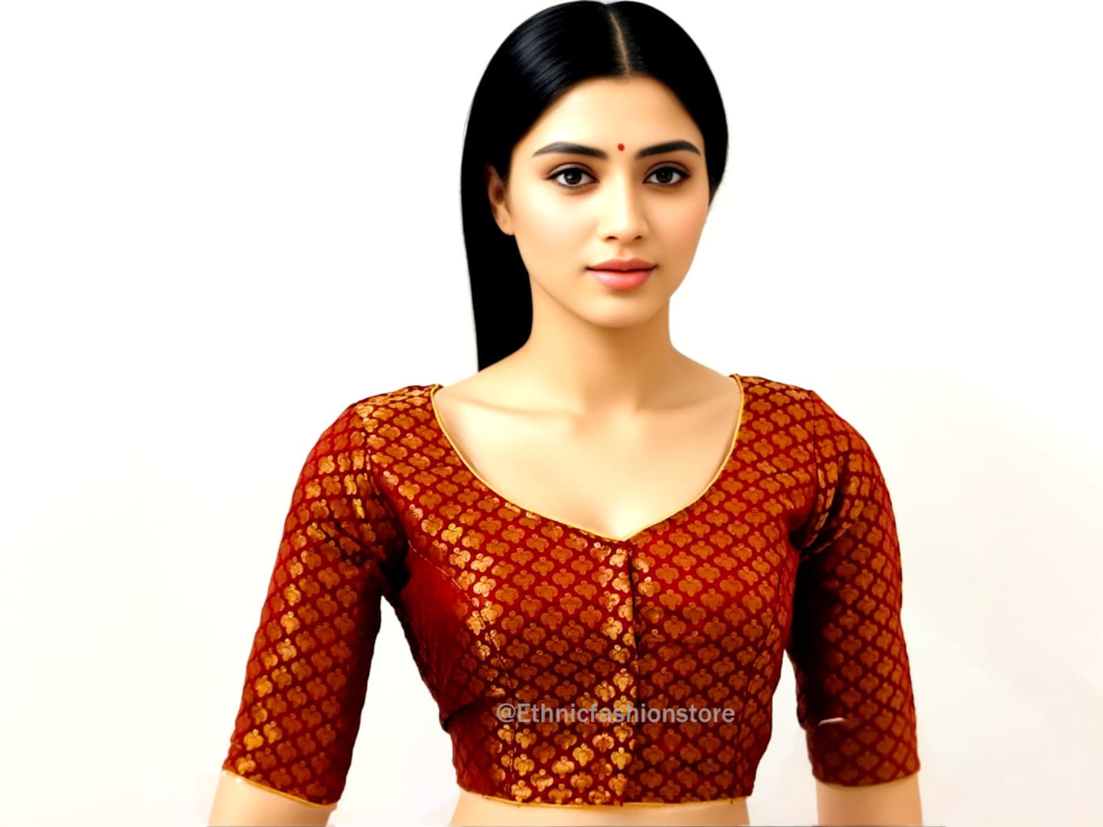 Maroon, Half Chanderi by Cotton Saree with Contrast Matching Blouse