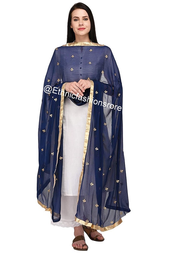 Navy Blue Art Silk Dupatta Stole,Scarf,Silk Dupatta For Indian Dresses,Lahanga Choli Dupatta Indian Dupatta