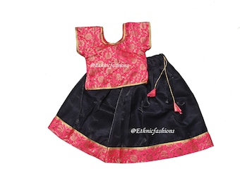 SALE - Readymade Pink Girls Lehenga Choli Set, Girl's Indian Festive Wear, Kids Pavadai, Party wear Lehenga Size - 4 - 5 Years