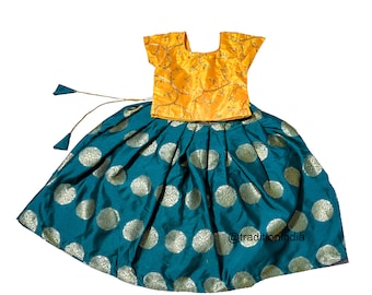 Designer Girls Lehenga Choli With Dupatta, Readymade Ethnic Wear Kids Lehenga, Kids Festive Wear, Pattu Pavadaai, Wedding Wear Girls Lehenga