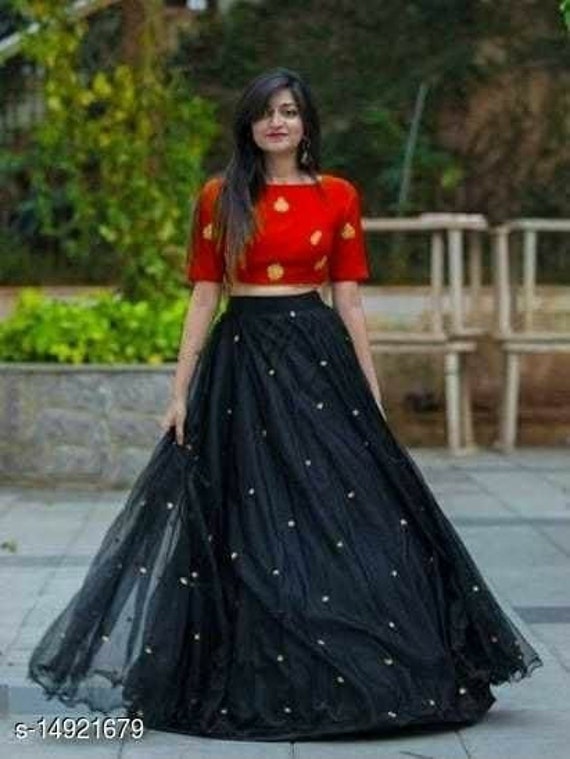 Ready to Wear (fully Stitched) Party Wear Lehenga, Indian Lehenga, Ethnic  Wear, Lehenga Choli Set, Red & Black Lehenga Choli, Lehenga Choli