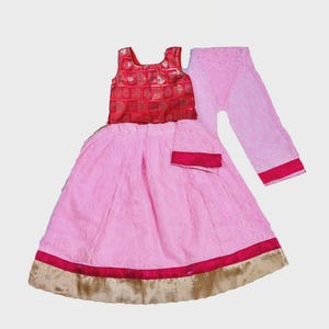 Baby Pink Girls Lehenga Choli, Ethnic Kids Festive Wear, New Born baby Pavadai Set, Readymade Girls Lehenga Set Size - 4 - 5 Years