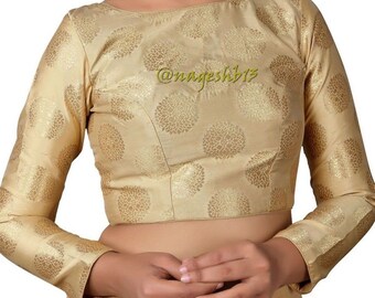 gold saree blouse long sleeve