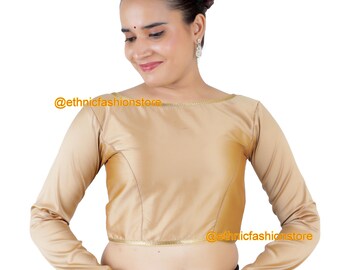 Readymade Dupion Silk Saree Blouse, Designer Saree Blouse,Sari Blouse, Sari Top , Indian Sari, Long Sleeves Blouse