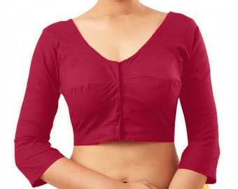 Ethnifashionstore Readymade Cotton Saree Blouse, Sari Blouse, Ready to Wear Choli Cut Saree Blouse, Indian Saree Blouse, Long Sleeves Blouse