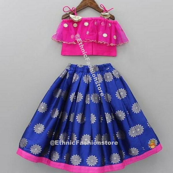 Ontwerper Lehenga Choli, ontwerper meisjes Lehenga Choli kant-en-klare etnische kleding kinderen Lehenga, feestelijke kleding