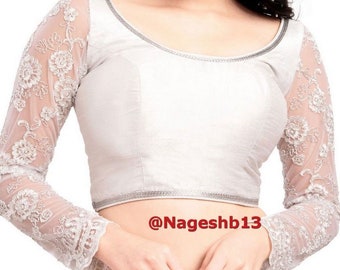 white saree jacket design