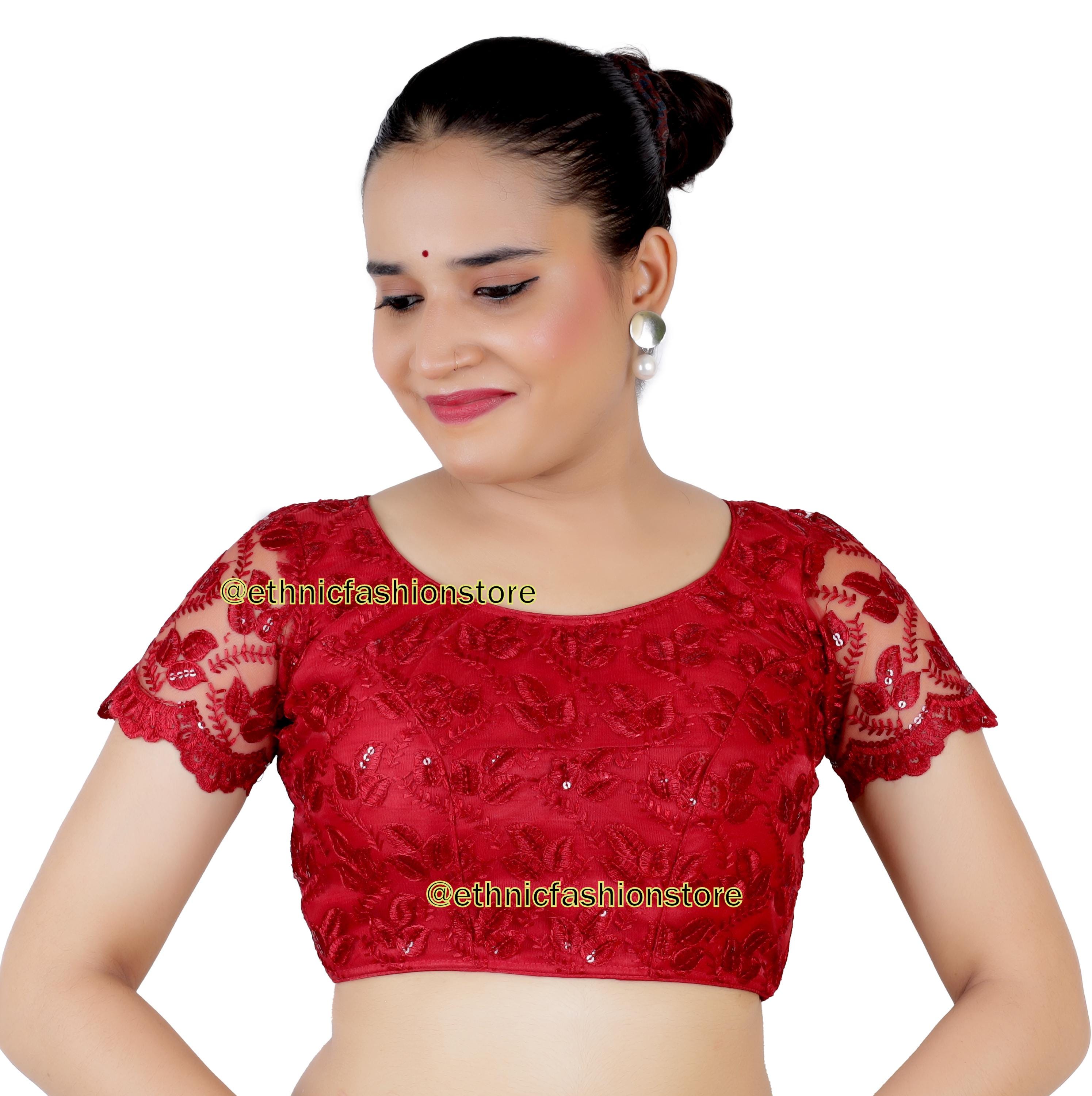 Maroon Net Saree Blouse, Readymade Saree Blouse, Indian Sari Blouse, Designer Sari Blouse, Party Wear Saree Blouse, image size:2990x3000
