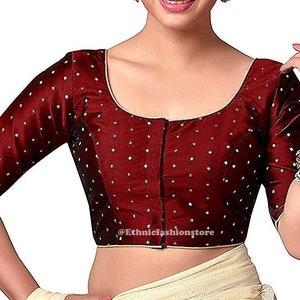 Readymade  Maroon Saree Blouse, Saree Blouse, Ready to Wear Saree Blouse,Saree Blouse, Sari Blouse, Indian Sari