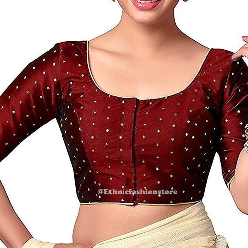 Readymade Maroon Saree Blouse Saree Blouse Ready to Wear - Etsy