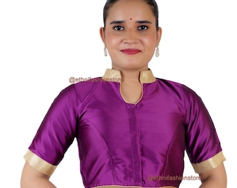 Stock SALE- Designer Magenta Saree Blouse, Elbow Sleeve Saree Blouse, Indian Sari Blouse, Party Wear Blouse, Elbow Sleeves Sari Blouse