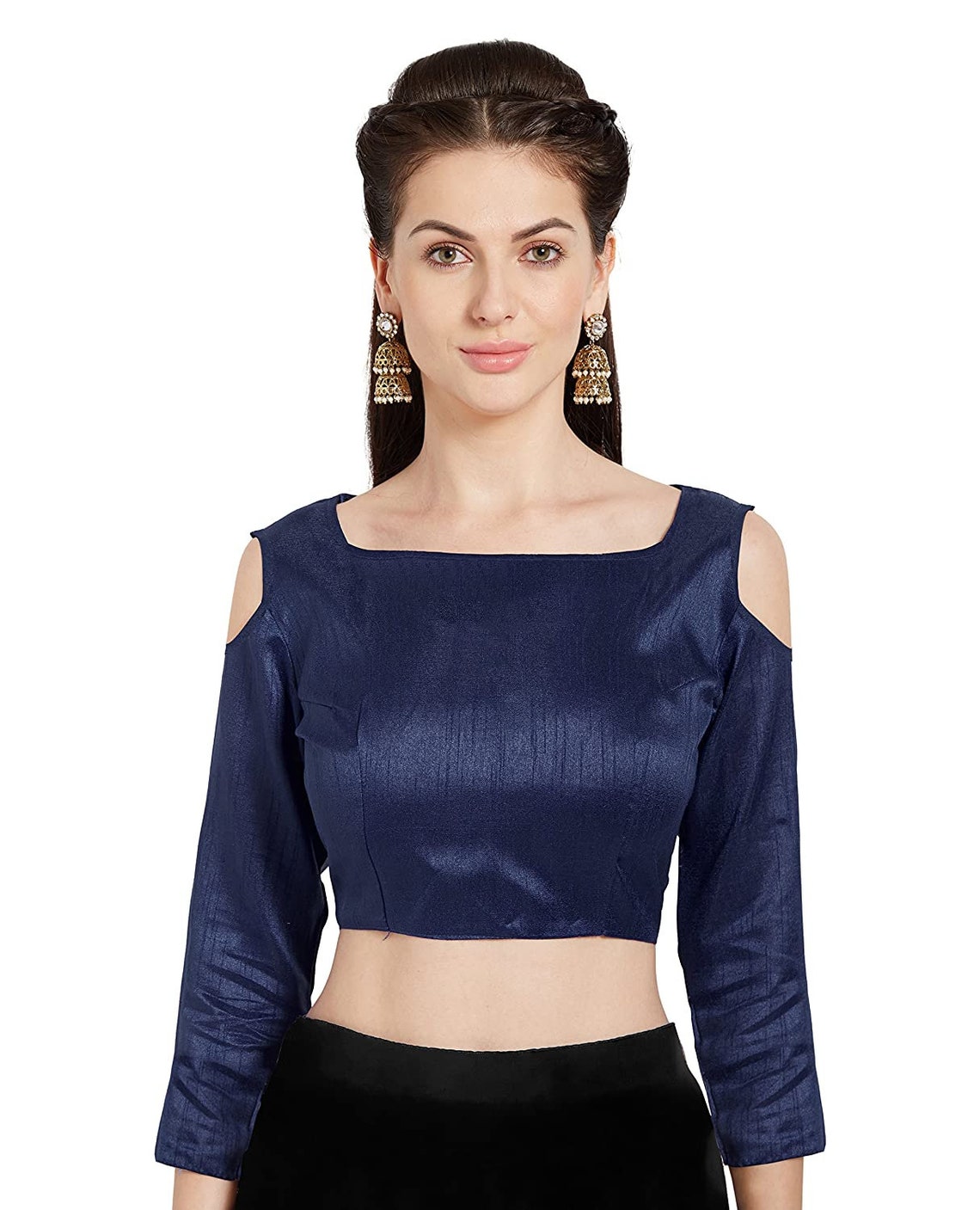 navy blue blouse aari work