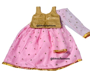 Designer Pailletten-Top & Netz Lehenga Choli, ethnische Kleidung Kinder Lehenga, Hochzeitskleidung Mädchen Lehenga, Kinder Festkleidung