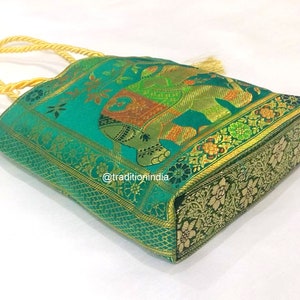 Indischer handgemachter Geldbeutel, Frauen Banarasi Seide Tasche, Mädchen Umhängetasche, Banarasi Brokat Tasche, Rückgabegeschenkartikel, Hochzeitstasche, Shagun Tasche
