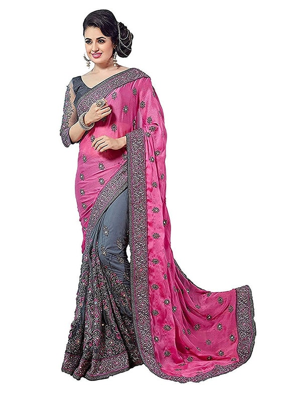 stitched party wear saree