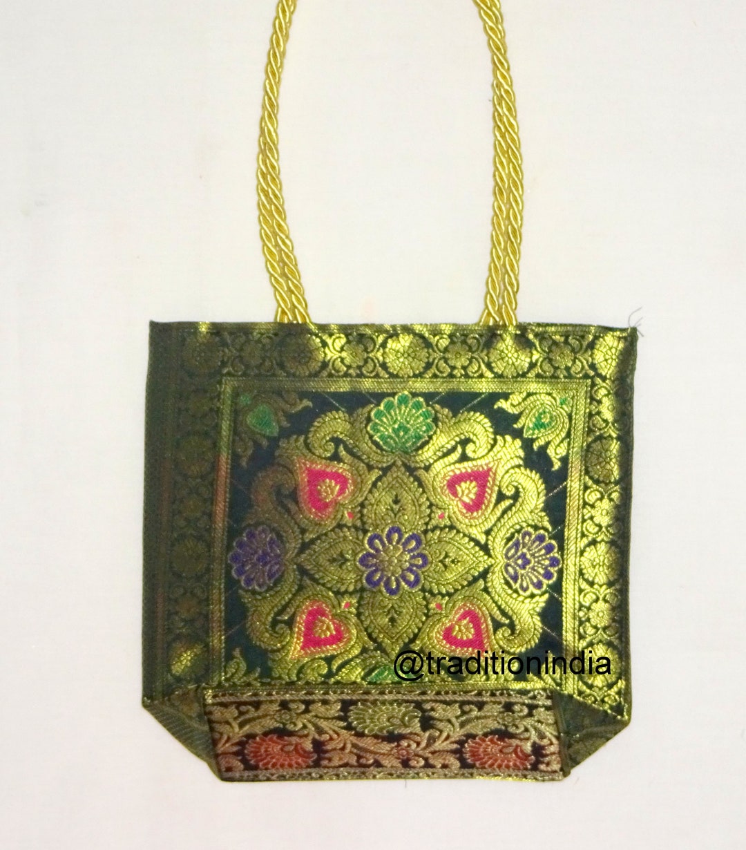 Indian Handmade Purse, Women's Banarasi Silk Bag , Girl's Shoulder Bag