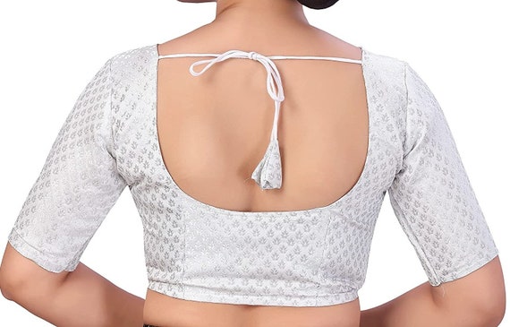 silver backless blouse