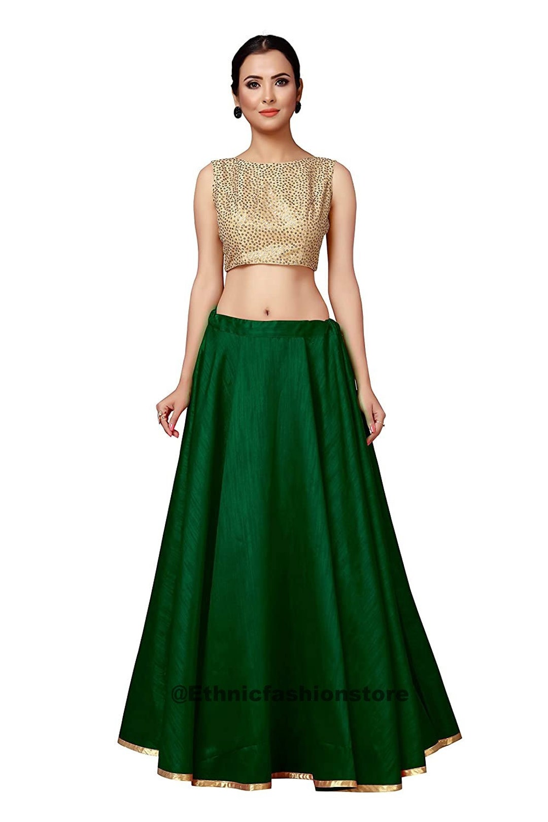 Classic Indian Skirt Set - Green at Rs 3400.00 | West Mambalam |  Koothanallur| ID: 24596883330