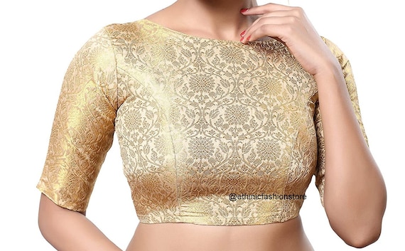 Designer blouse top for golden saree