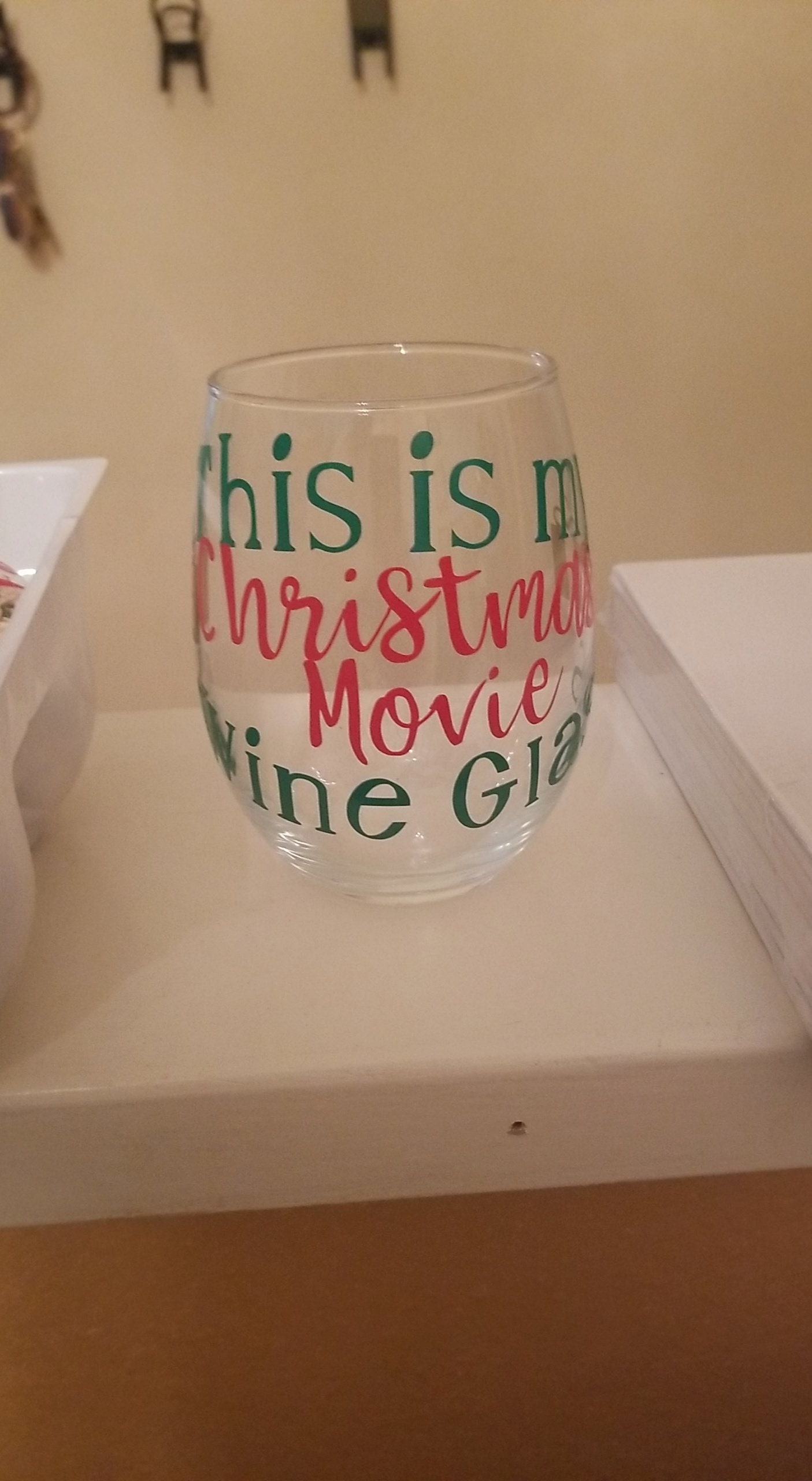 Christmas movie stemless wine glass | Etsy