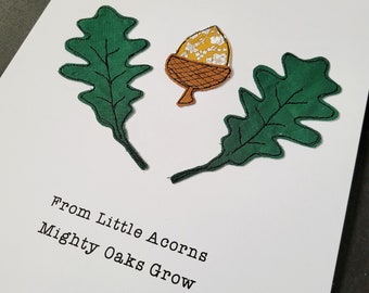 Mighty Oaks Grow Liberty Fabric Print using Free-Motion Embroidery