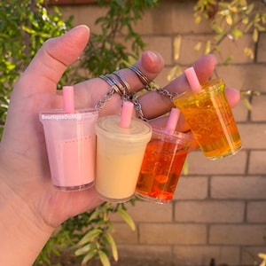 Custom Fruity Liquid Drink Keychain | Agua Fresca Keychain | Strawberry Lemonade Keychain | Pineapple Drink Keychain | Pink Drink Keychain