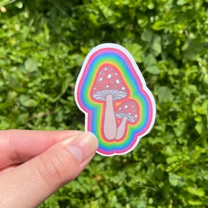 Rainbow Trippy Mushroom Sticker | Rainbow Trippy Mushroom Decal