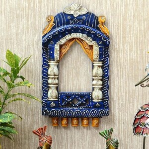 Jharokha wooden Hand-painted Wall , Indian wooden Wall jharokha, Home Decor wooden Wall Art, Metal Wall Hanging, Wood Wall Sculpture, Indian
