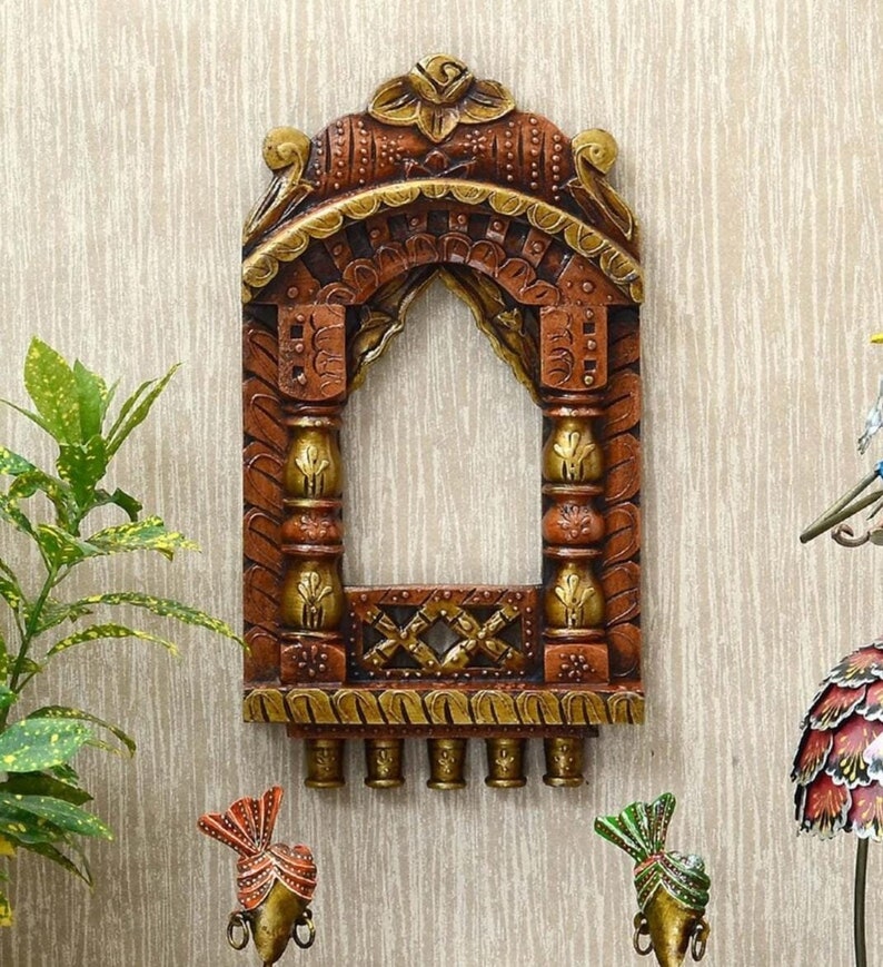 Jharokha Wooden Handpainted Wall Indian Wooden Wall Etsy