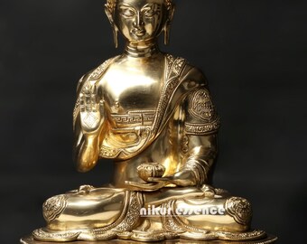 17'' Buddhist Deity Blessing Buddha | Brass Statue