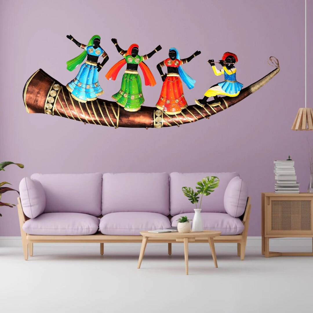 Trumphet Metal Wall Art, Indian Metal Wall Art, Home Decor Metal Wall