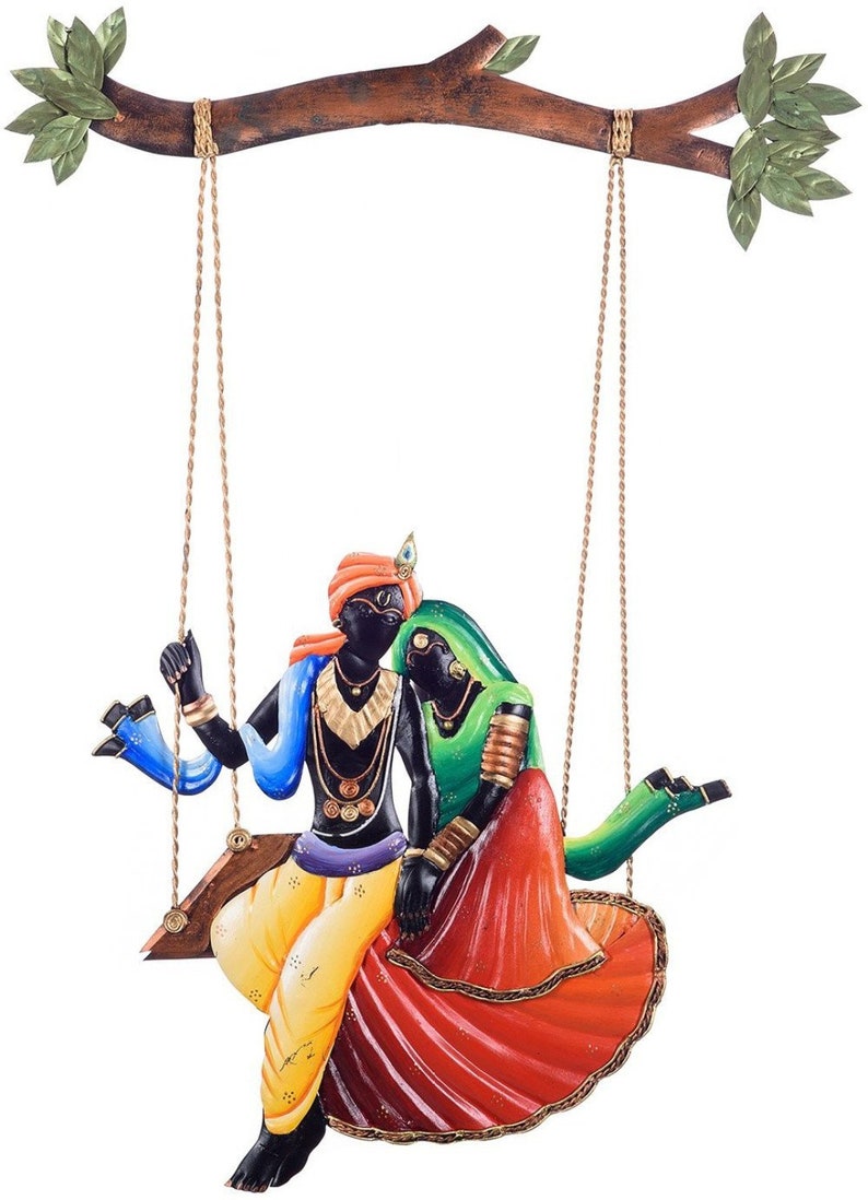 Radha Krishna Swing Metal Wall Artindian Metal Wall Art Home Etsy