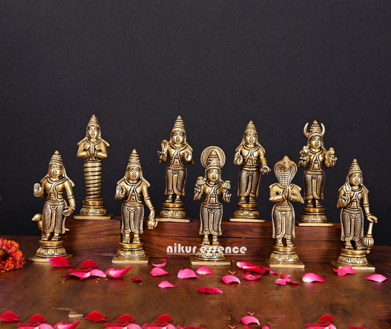 Buy 6 Set of 9 Navagraha Brass Statues,navgrah Brass Statues, Indian Brass  Art, Brass God Idol, Home Decor Statue Online in India 