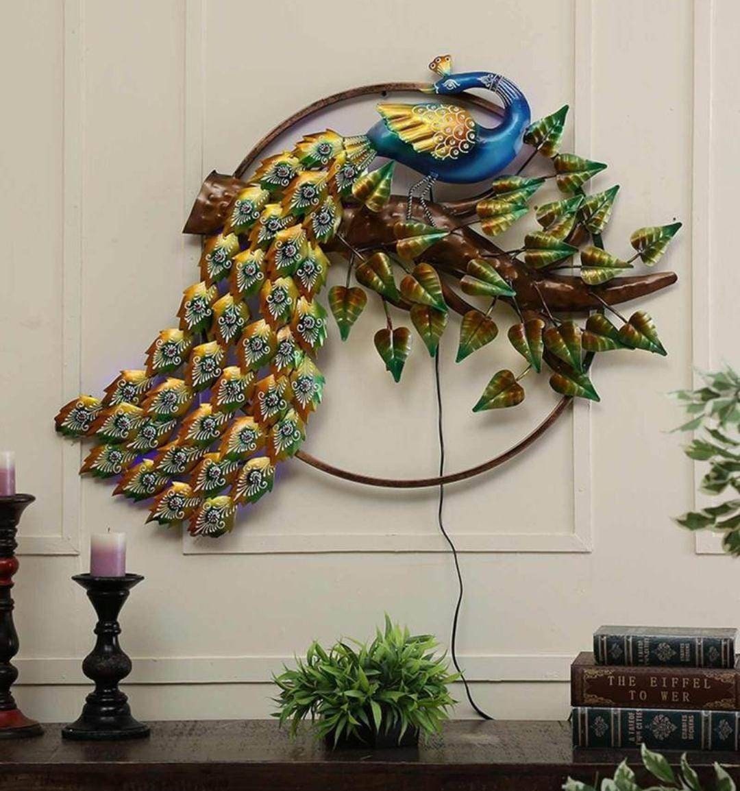 Antique peacock LED Indian Metal Wall Art Home Decor gift Etsy