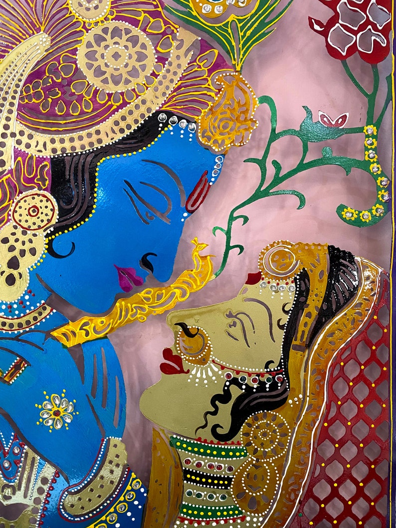 Radha Krishna Metal Wall Art With Led Light God Radha Krishna Etsy