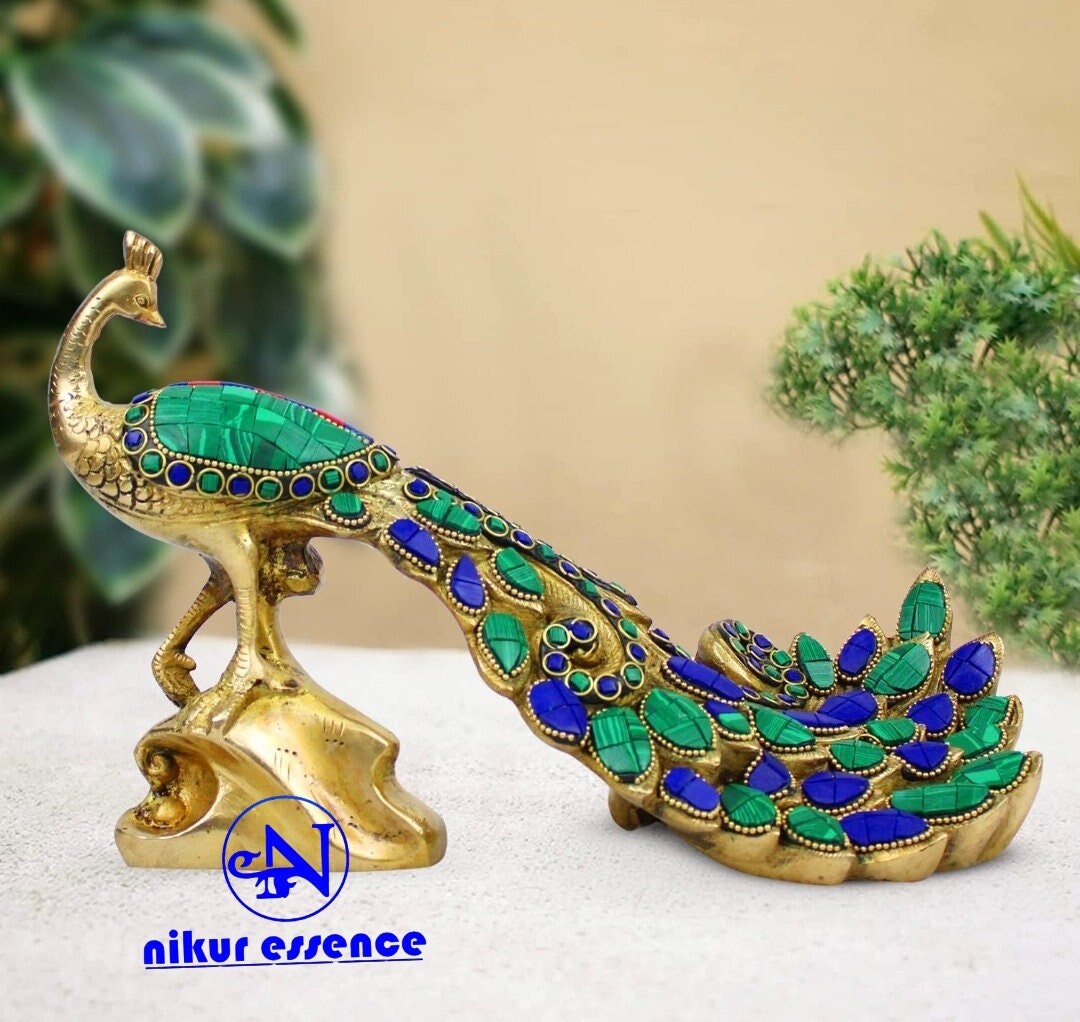 Big Brass Peacock Figurine Home Decor Gift Indian Brass Art Etsy