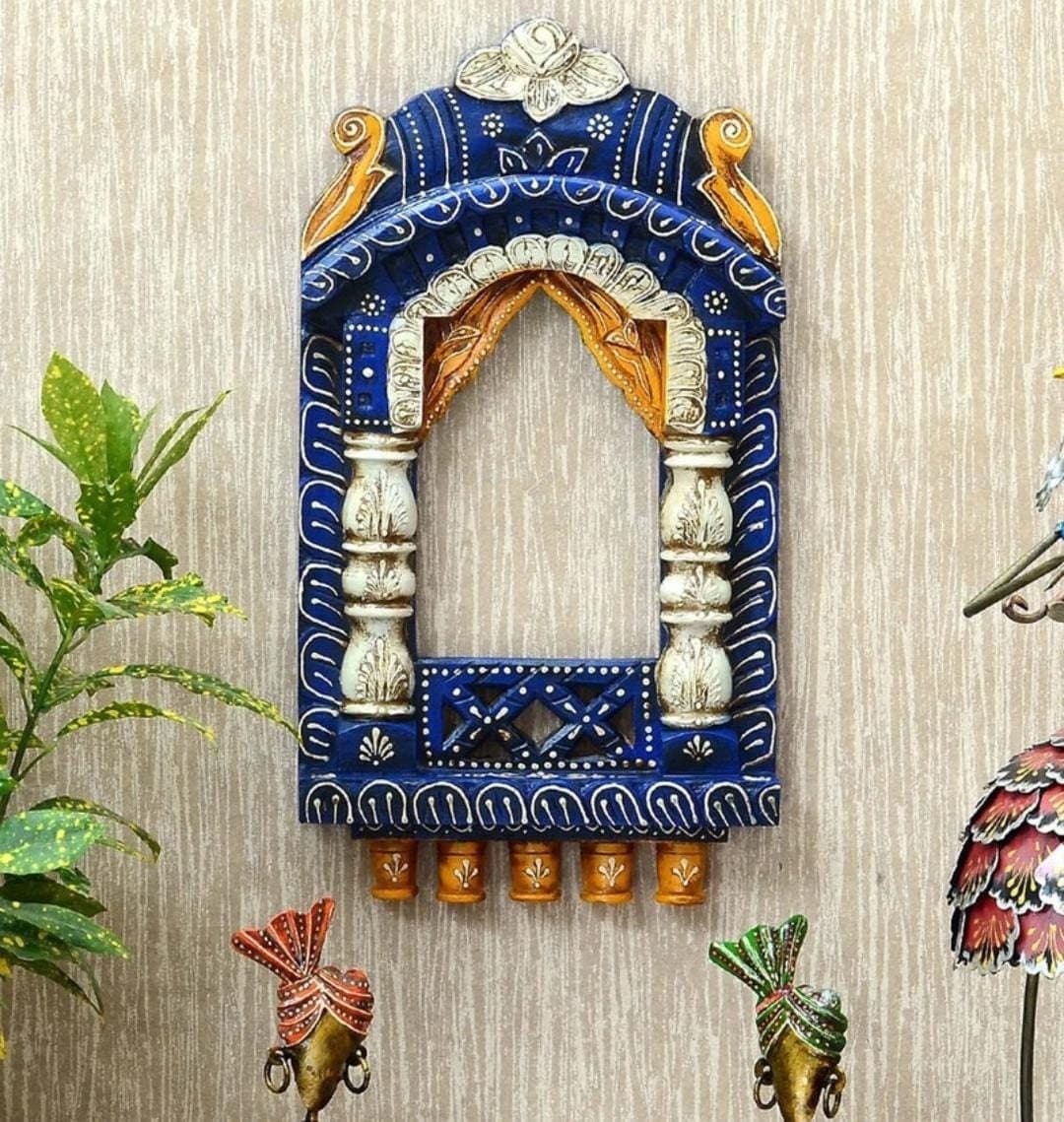 Jharokha Wooden Handpainted Wall , Indian Wooden Wall Jharokha, Home