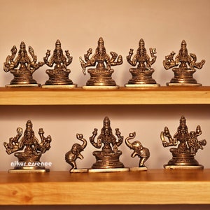 Ashtalakshmi Brass Set Statues,Astha Lakshmi Home Decor Gift, Indian Brass Art, Brass God Idol Stand set of 8 idols