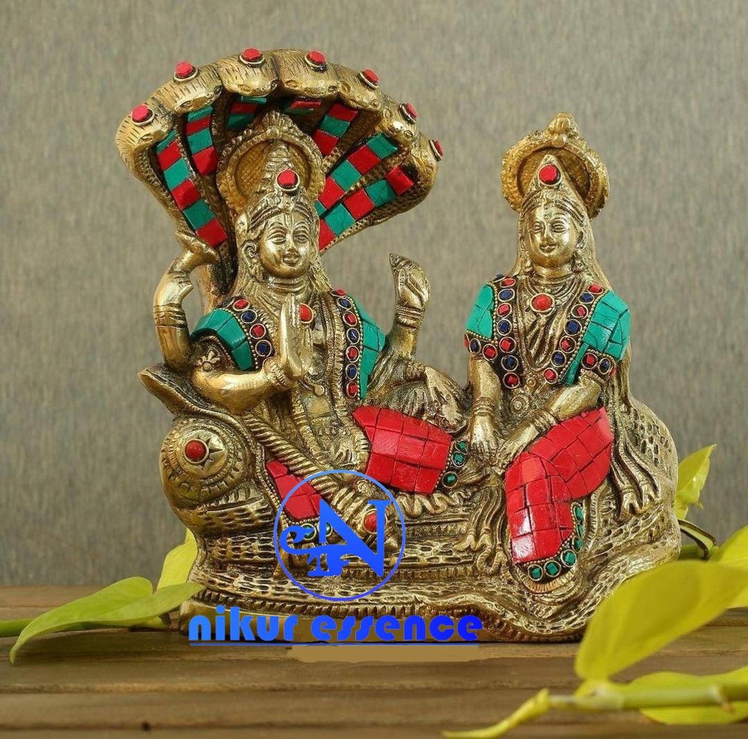 Brass Lakshmi Narayan Statue,20cm Lord Vishnu Laxmi,brass Lord Vishnulakshmi Sculpture for