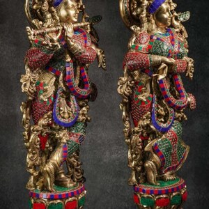 Radha Krishna Brass Idols 75 Cm Big Divine Couple of Love - Etsy