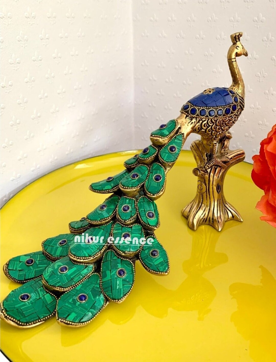 10 Brass Peacock Figurine, Home Decor Gift, Indian Brass Art, Brass God