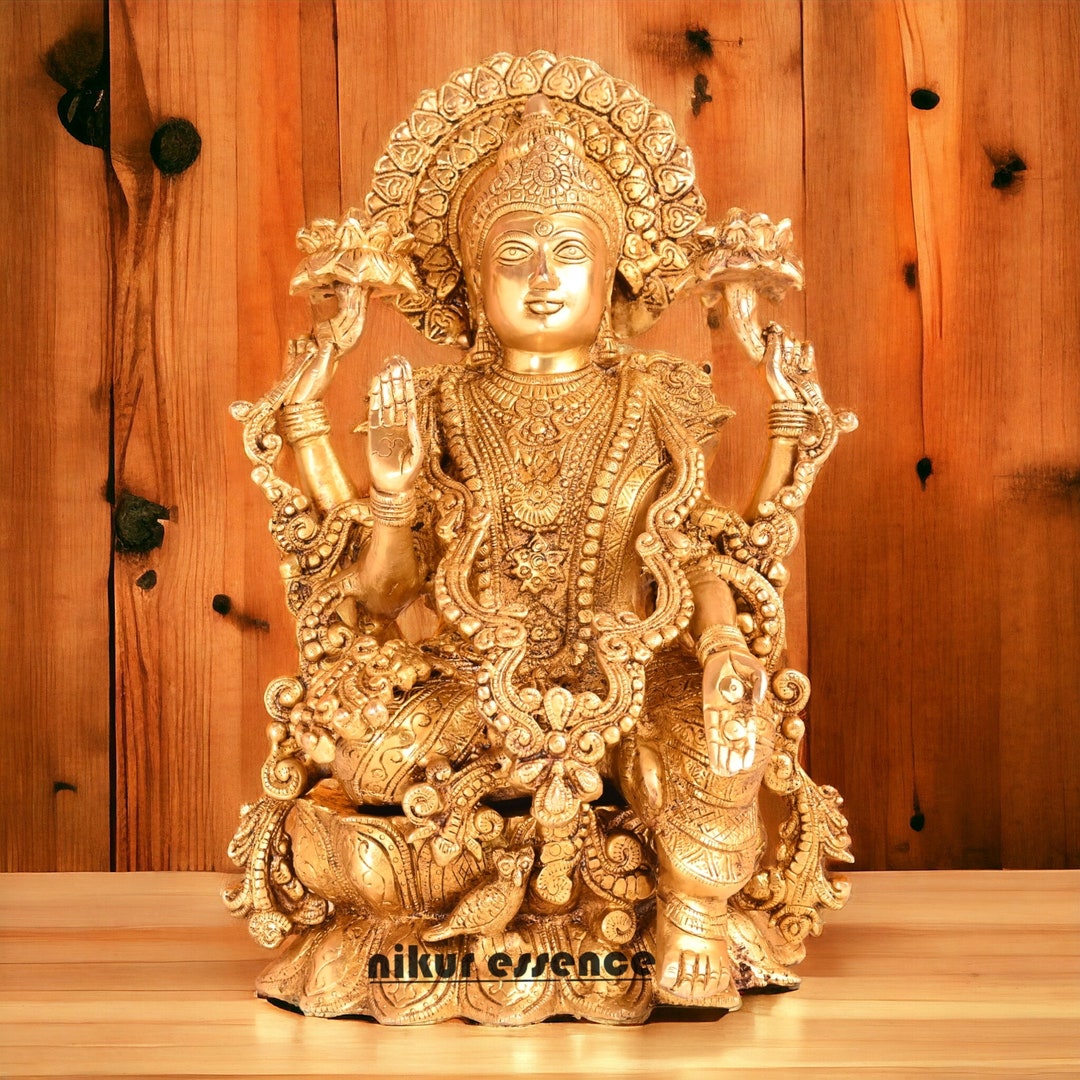 15 Inches Laxmi Brass Statue, Home Decor Gift, Indian Brass Art, Brass